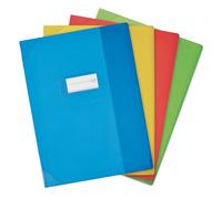 Oxford Protège cahier A4 en PVC - Format 24 x 32 cm avec rabat et porte étiquette - Assortis