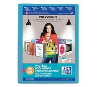 OXFORD Protège-Documents Polyvision A4 60 vues / 30 pochettes Couverture Polypro Bleu