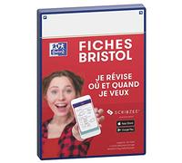 Oxford Révision 2.0 Lot de 50 Fiches bristol format A5 (14, 8 x 21cm) fond Uni Blanc Recto/Verso - cadre Bleu Marine