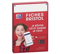 OXFORD Révision 2.0 Lot de 50 Fiches Bristol Format A5 (14,8 x 21cm) Fond Uni Blanc Recto/Verso - Cadre Rouge