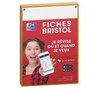 Oxford Révision 2.0 Lot de 50 Fiches bristol format A5 (14, 8 x 21cm) fond Uni Blanc Recto/Verso - cadre Orange