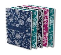 Oxford Romance Lot de 5 cahiers à spirales A5 quadrillés 120 pages Couverture souple avec détails brillants 4 motifs