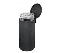 Oxford Sac de rangement pour barbecue rond, housse portable à charbon de bois avec couche intérieure de protection, sac de rangement compact noir pour camping et (grande taille)