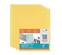 Oxford Pochettes coin A4 Fard'Liss PVC lisse épaisseur 20/100 jaune - sachet de 10