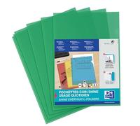 Oxford Sachet de 10 Pochettes-Coin Shine A4 Polypro Lisse Epaisseur 12/100Ème Vert