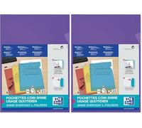 OXFORD Sachet de 10 Pochettes-Coin Shine A4 Polypro Lisse Epaisseur 12/100ème Violet (Lot de 2)