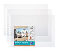 Sachet de 10 Pochettes perforées Oxford A3 paysage PVC lisse épaisseur 9/100ème incolore