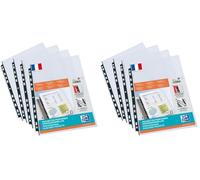 OXFORD Sachet de 20 Pochettes Perforées Usage Intensif A4 Polypro Lisse Epaisseur 12/100ème Incolore (Lot de 2)