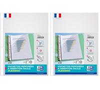 OXFORD Sachet de 50 Pochettes Perforées à Ouverture Latérale Flexidoc A4 Polypro Lisse Epaisseur 7/100ème Incolore (Lot de 2)