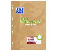 Oxford Scolaire Feuilles A4 simples grands carreaux 200 Pages 21 x 29,7 cm Blanc
