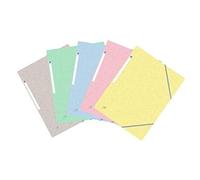 Oxford Topfile+ Lot De 10 Chemises Cartonnées 3 Rabats Format A4 Fermeture Elastiques 5 Couleurs Pastel