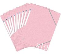 OXFORD Topfile+ Lot de 10 Chemises Cartonnées 3 Rabats Format A4 fermeture Elastiques - Pochettes Couleur Rose Pastel