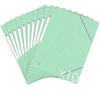 OXFORD Topfile+ Lot de 10 Chemises Cartonnees 3 Rabats Format A4 fermeture Elastiques - Pochettes Couleur Vert Pastel