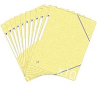 OXFORD Topfile+ Lot de 10 Chemises Cartonnees 3 Rabats Format A4 fermeture Elastiques - Pochettes Couleur Jaune Pastel