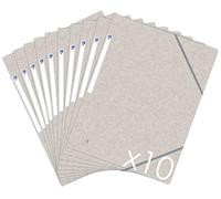 Oxford Topfile+ Lot de 10 Chemises Cartonnées 3 Rabats Format A4 fermeture Elastiques - Pochettes couleur Beige