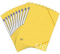 OXFORD TopFile+ Lot de 10 Chemises Cartonnées Sans Rabats avec Elastiques Format A4 Jaune