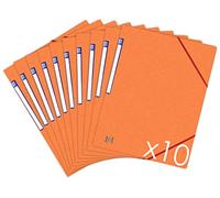 OXFORD TopFile+ Lot De 10 Chemises Cartonnées Sans Rabats Avec Elastiques Format A4 Orange