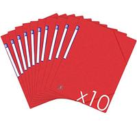 OXFORD TopFile+ Lot de 10 Chemises Cartonnées Sans Rabats avec Elastiques Format A4 Rouge