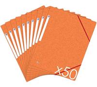 OXFORD TopFile+ Lot de 50 Chemises Cartonnées 3 Rabats Format A4 Fermeture Elastiques Orange