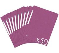 OXFORD TopFile+ Lot de 50 Chemises Cartonnées 3 Rabats Format A4 Fermeture Elastiques Violet