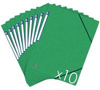Oxford TopfilePlus Lot de 10 Chemises Cartonnées Sans Rabats avec Elastiques Format A4 Vert