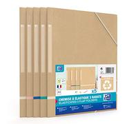 OXFORD Touareg 5 Pochettes Cartonnées 3 Rabats à élastique A4 Couverture carte Recy Beige & Liserets assortis