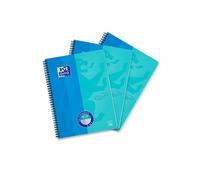 Oxford Touch Collegeblock Duo Lot de 3 blocs à carreaux et lignés 80 feuilles Bleu