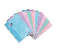 Oxford Touch Lot de 10 cahiers A4 quadrillés avec double marge 160 pages 5 couleurs pastel