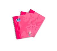 Oxford Touch Lot de 3 blocs universitaires à double bord 80 feuilles Rose Format A4