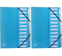 OXFORD Trieur Extensible 12 Compartiments A4 Hawaï Couverture Polypro Coloris Assortis (Lot de 2)