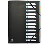 OXFORD Trieur Standard 12 Compartiments A4 Memphis Couverture Polypro Noir