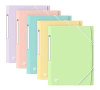 Oxford Urban Lot de 10 chemises à élastiques A4 en plastique opaque assortis pastel