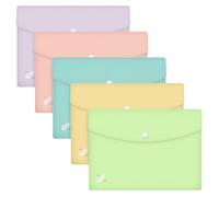 Oxford URBAN Lot de 5 chemises A5 opaques pastel assorties (rose, jaune, bleu, vert, violet) 300 microns avec fermeture à bouton-pression