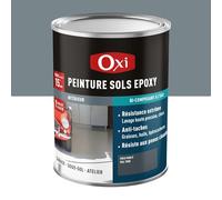 Oxi - Peinture Sol Époxy Bi-Composant - Gris Foncé - 300ML | Haute résistance pour garage, béton et carrelage - Application sans sous-couche, finition satinée lessivable RAL 7000