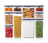 OXO Good Grips 11236000 Lot de 10 récipients POP en plastique Blanc | Différentes tailles pour l'organisation du garde-manger, joint hermétique à une pression, stocker des produits secs comme la
