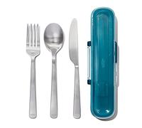 OXO Good Grips 11301400 Set de Couverts Prep & Go en Acier Inoxydable avec boîte de Rangement, White/Blue, One Size