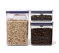 OXO Boîtes de conservation POP – Ensemble de 3 rectangulaires avec cuillère