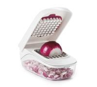 OXO Good Grips – Coupe-légumes trancheuse manuelle avec récupérateur en plastique, blanc