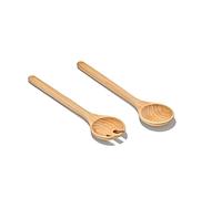 OXO Good Grips Couverts à Salade en Hêtre, Lot de 2 | S’emboîtent pour le rangement, manches arrondis, dents espacées limitent les feuilles coincées, finition minérale