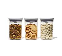 OXO Good Grips Lot de 3 mini boîtes rondes POP | Comprend trois récipients hermétiques de 0,6 l | Idéal pour le thé, les cubes de sucre | Sans BPA | Passe au lave-vaisselle