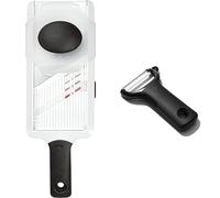 OXO Good Grips - Mandoline manuelle - Mandoline en inox à épaisseur de tranche réglable - Blanc & Good Grips - Éplucheur à légumes rasoir en Y - Économe à légumes en inox - Noir