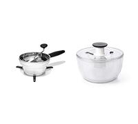 OXO Good Grips - Moulin à légumes - Presse-purée en inox - Gris et blanc & Essoreuse à salade OXO - Transparente - 6 L