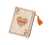 Oxxggkao Sac de rangement pratique en polyester avec cartes à jouer brodées avec fermeture éclair pour femme Sac de rangement en polyester avec broderie
