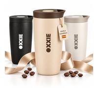 OXXIE Petit gobelet isotherme à double paroi isotherme à double paroi en acier inoxydable avec couvercle hermétique Marron 350 ml
