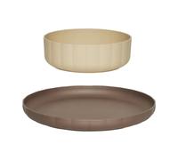 OYOY Assiette & bol Pullo 2 pièces Taupe-vanilla