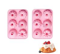 OYUUJII Mini Moule à Kougelhopf,6 Formes Différentes de Motifs de Rainures | 2 Pcs Rose Silicone Mini Moules à Savarin Antiadhésif Moule à Gâteau pour la Cuisson Gâteaux,Desserts,Chocolat,Gelée Muffins