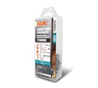 Ozaki - Chaîne Tronçonneuse 3/8 LP E45 - Titanium - Jauge 1,3 mm (0,05") - Profil de Gouge Semi-Carré - 45 Entraîneurs