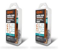 OZAKI - Chaîne Tronçonneuse .3/8" LP (Low Profile) - Jauge 1,3 mm (0,50") - Profil de Gouge Semi-Carré - 40 Entraîneurs (Lot de 2)
