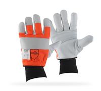 OZAKI - Gants Tronçonneuse - Gants Demi-Saison Spécial Travaux de Tronçonnage - Protection Dos de la Main Gauche - Taille 11/XL, Orange-beige