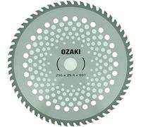 OZAKI - Lame pour Débrousailleuse - 60 Dents à Pointe Carbure - Largeur de Coupe : 255 mm - Alésage : 25,4 mm - Épaisseur 1,4 mm